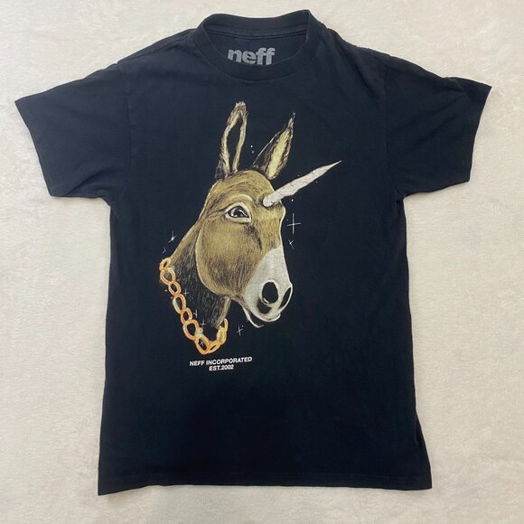 Neff Skater Graphic T Shirt Streetwear Black T Shirt Logo Size Small - Picture 1 of 7